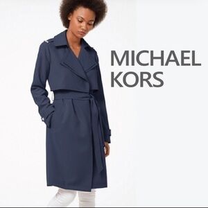 Michael Michael Kors NWOT Waterfall Belted Trench Coat – Size M (Navy)